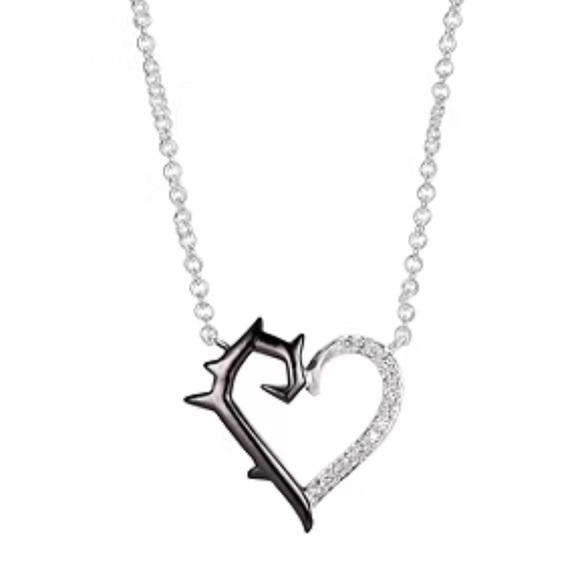 Disney Villains Black & Silver Heart Necklace (Maleficent) - Picture 2 of 4